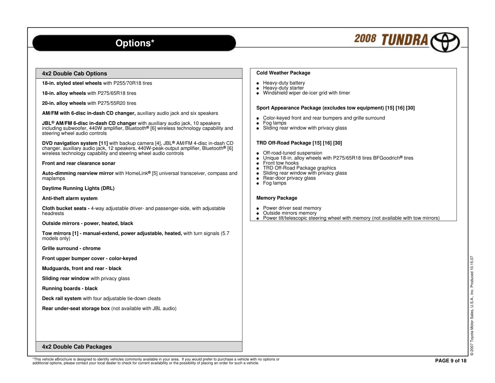 2008 Toyota Tundra RC 4x2 Brochure Page 16